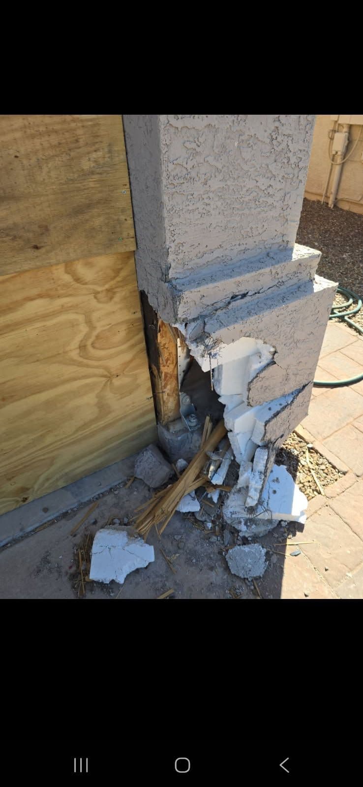 Gallery photos for Garage Restoration After Vehicle Impact in Arizona: Image #1